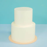 2 Tier White Wedding Cake with smooth white icing, simple and elegant, ready for custom decoration by Crumbs & Doilies